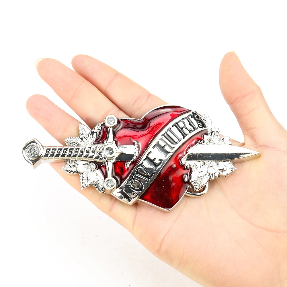 고딕 Y2K 하트 소드 러브 페인 버클 메탈 아연 합금 벨트 버클 패션 청바지 가죽 벨트 장식 액세서리