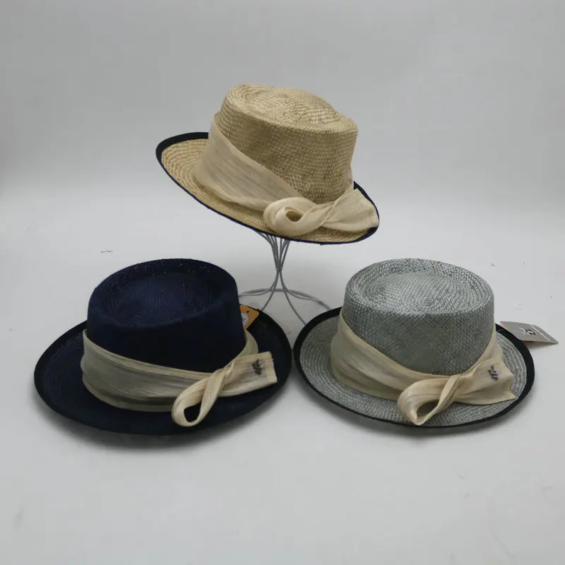

2023 New Gray British Elegant Temperament Retro Wide Brim Top Hat Philippine Hemp Yarn Hat Wedding High quality Banquet Hat