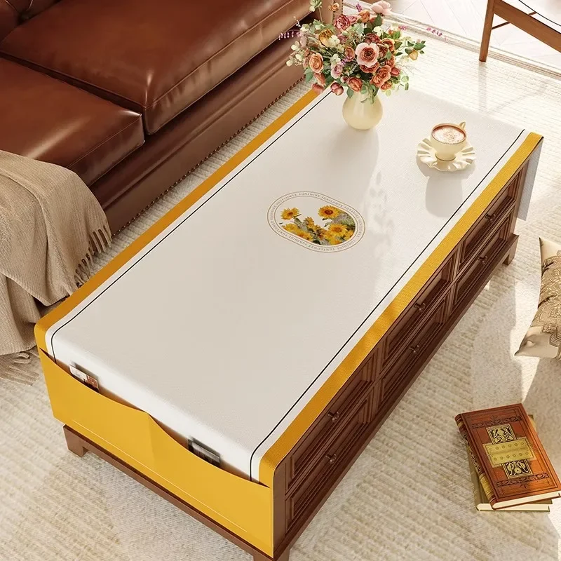 

2024 Household rectangular dust-proof advanced sense tablecloth yellow