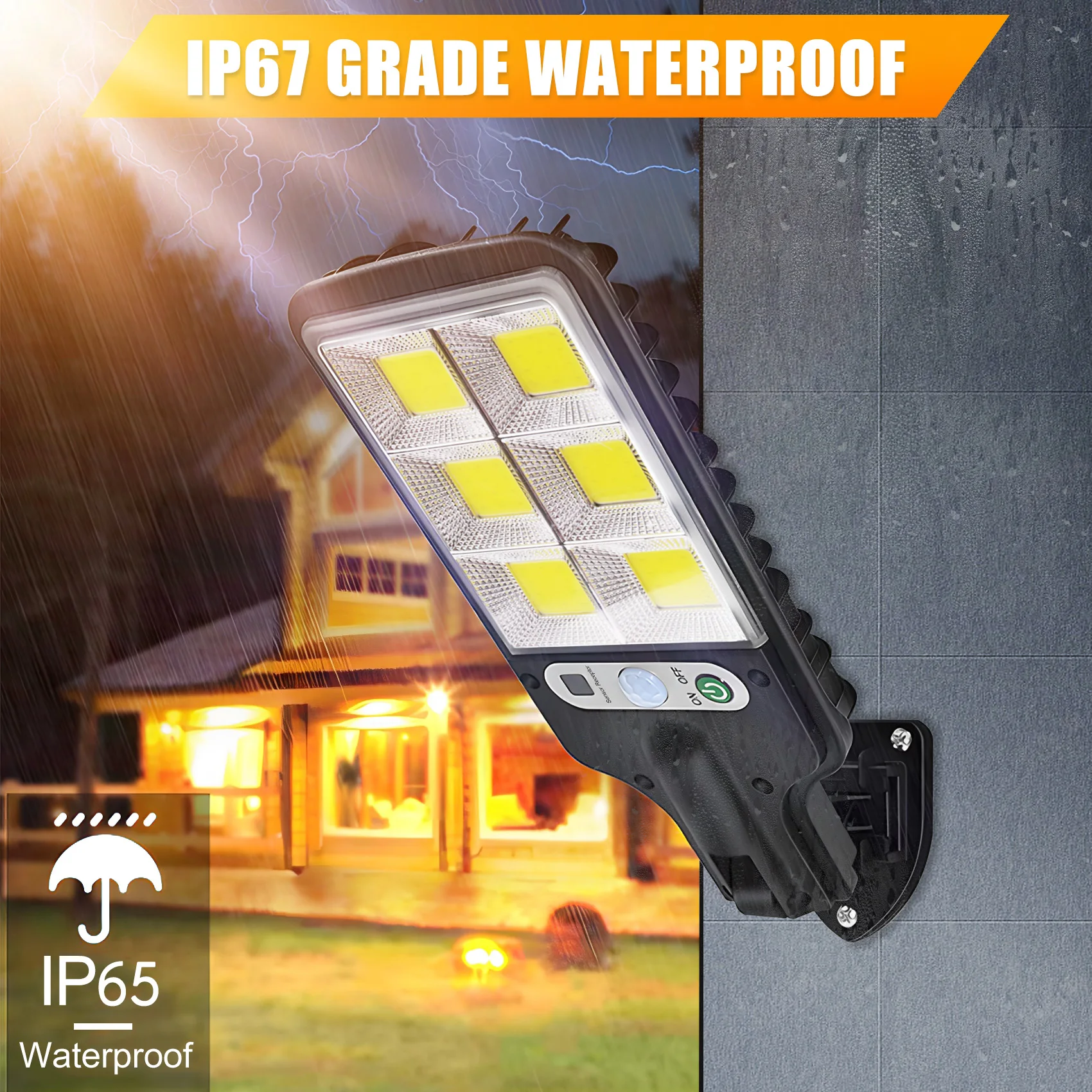 AEE8-300W-650W IP65 LED 태양광 가로등 PIR 모션 센서 벽걸이형 램프 정원 테라스용