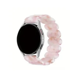 Elegant Resin Replacement Bracelet for Smartwatches - 20mm/22mm Strap (Pink Flower)