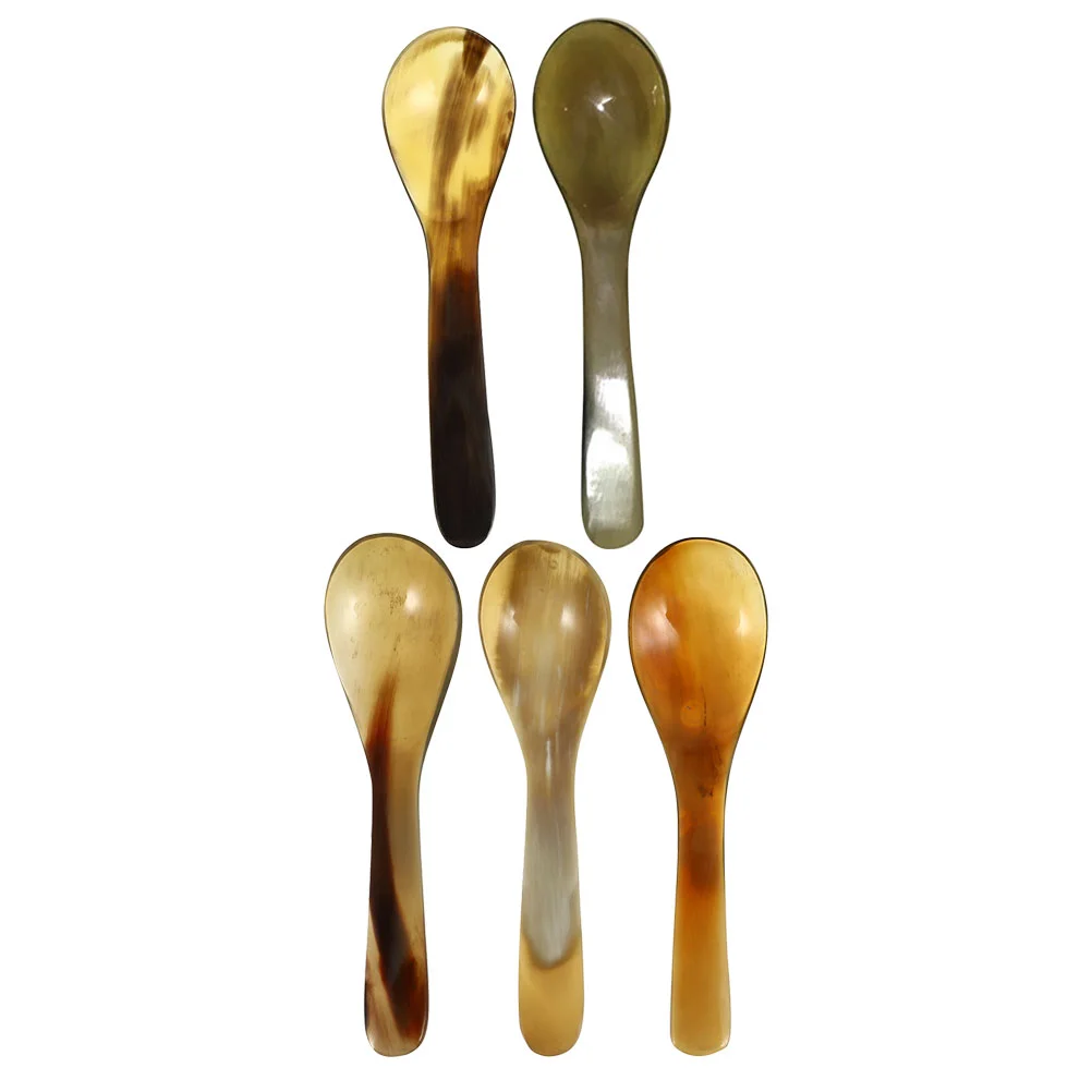 

5 Pcs Natural Horn Coffee Scoop Ice Cream (set 5) Cucharas Para Postres Stirring Spoon Dessert Horns Spoons Multi-use