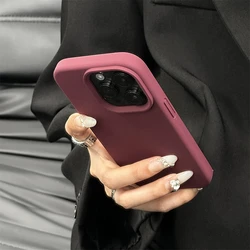 Elegant Wine Red Liquid Silicone Phone Case Cover - iPhone 14 (Big hole)