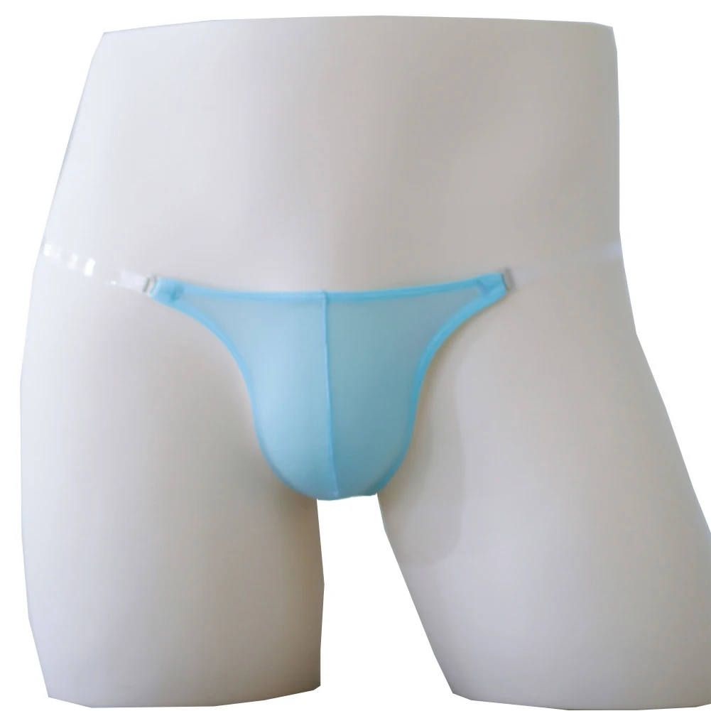 

Men Sexy Sissy Ice Silk G-String Bulge Pouch T-back Underwear Low Waist Transparent Side Thong Ultra-thin Bikini Panties