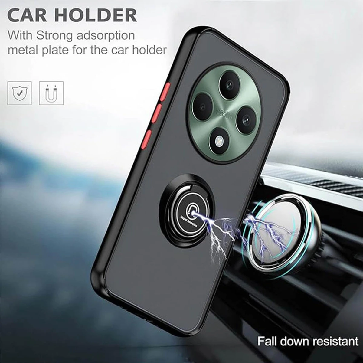 Kickstand Armor Matte Case with Ring Magnetic Holder and Stand - Shockproof Coque s