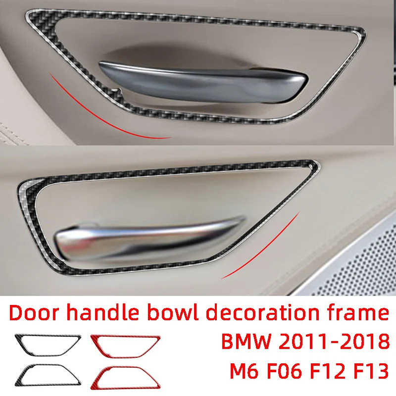 

Door Inner Handle Panel Deocration Frame Carbon Fiber Car Stickers For Bmw 2011-2018 F06 F12 F13 Interiro Accessories Trim