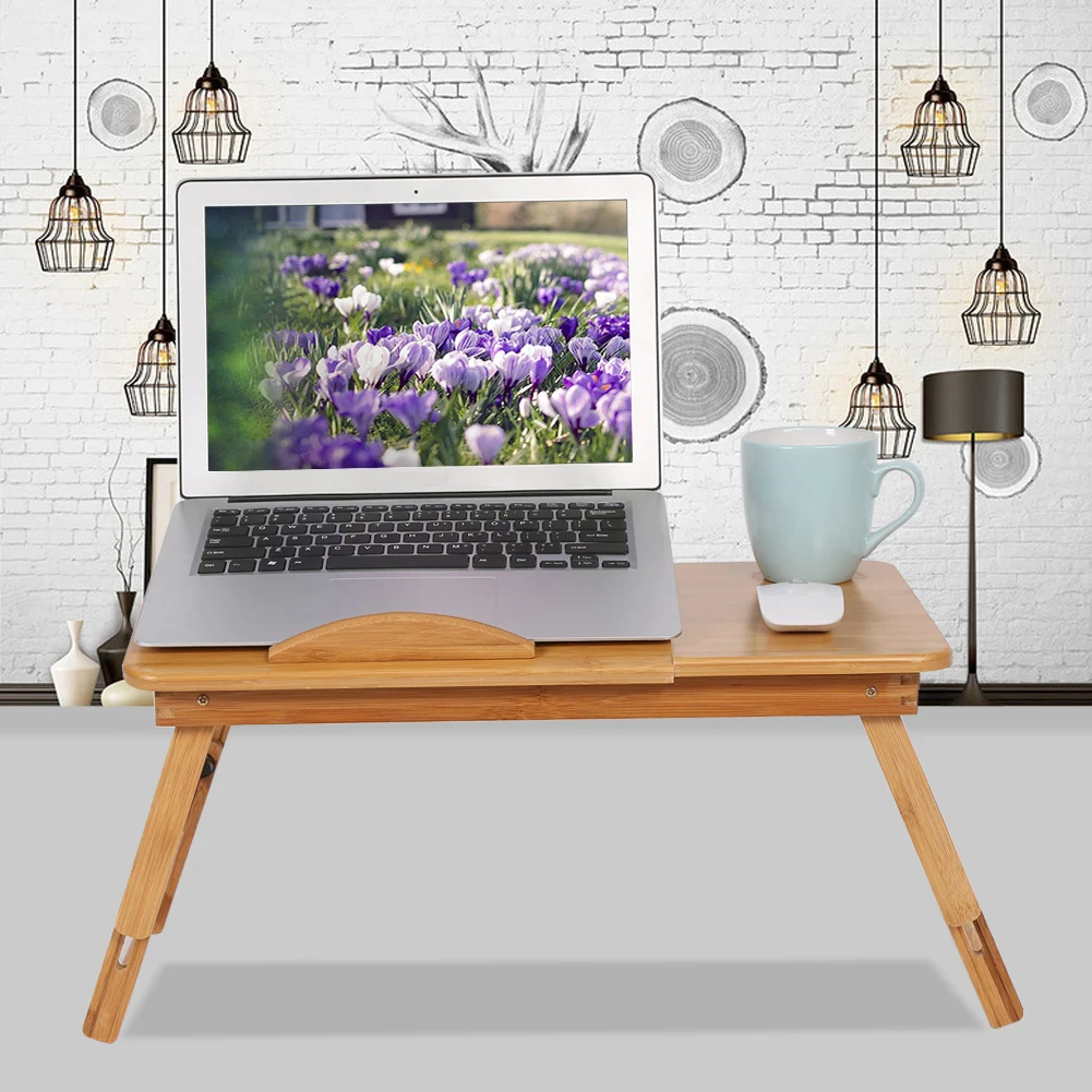 Bed Desk Bed Lap Desk Laptop Bed Desk Adjustable Bamboo Rack Shelf Dormitory Bed Lap Desk Portable Book Reading Tray Stand 3