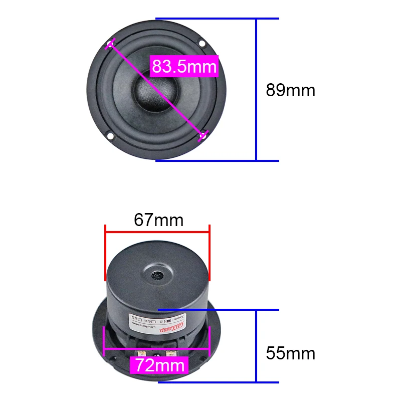 Pure Mid Range Speaker 3 inch 89mm Household Tri frequency Vocal Instrument Cotton Hemp Fiber Basin 95HZ-15KHZ 15W 1Pairs GHXAMP