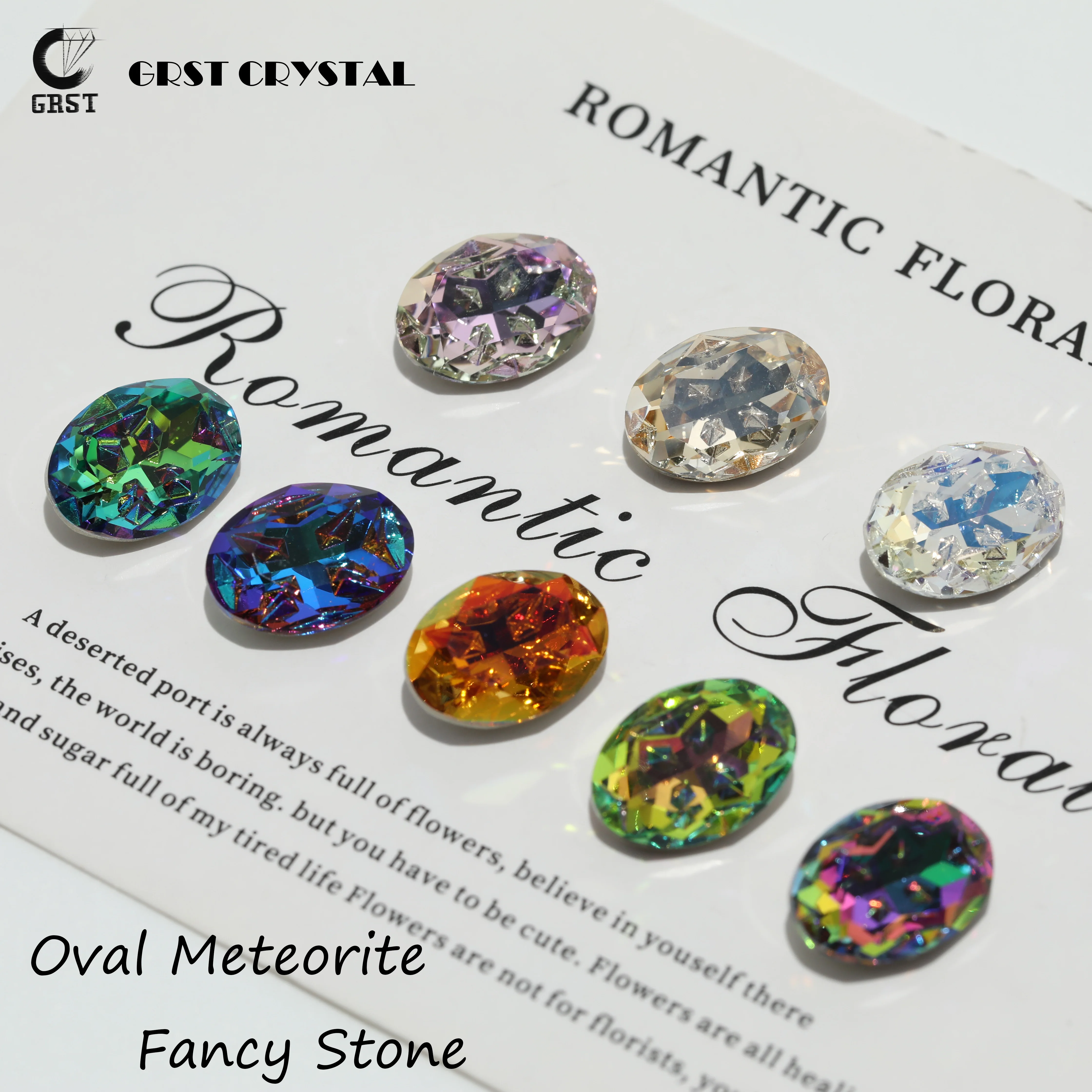 GRST Glänzende Kristallsteine DV4018 Oval Fancy Stones Premium Meteorite Serie Strasssteine DIY für Nagelkunst, Hochzeitskleider, Taschen und Zubehör