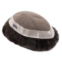 Toupet pour hommes Mono PU hommes perruques 6 pouces naturel prothèse de cheveux humains vague droite mâle prothèse de cheveux système de cheveux Durable 3