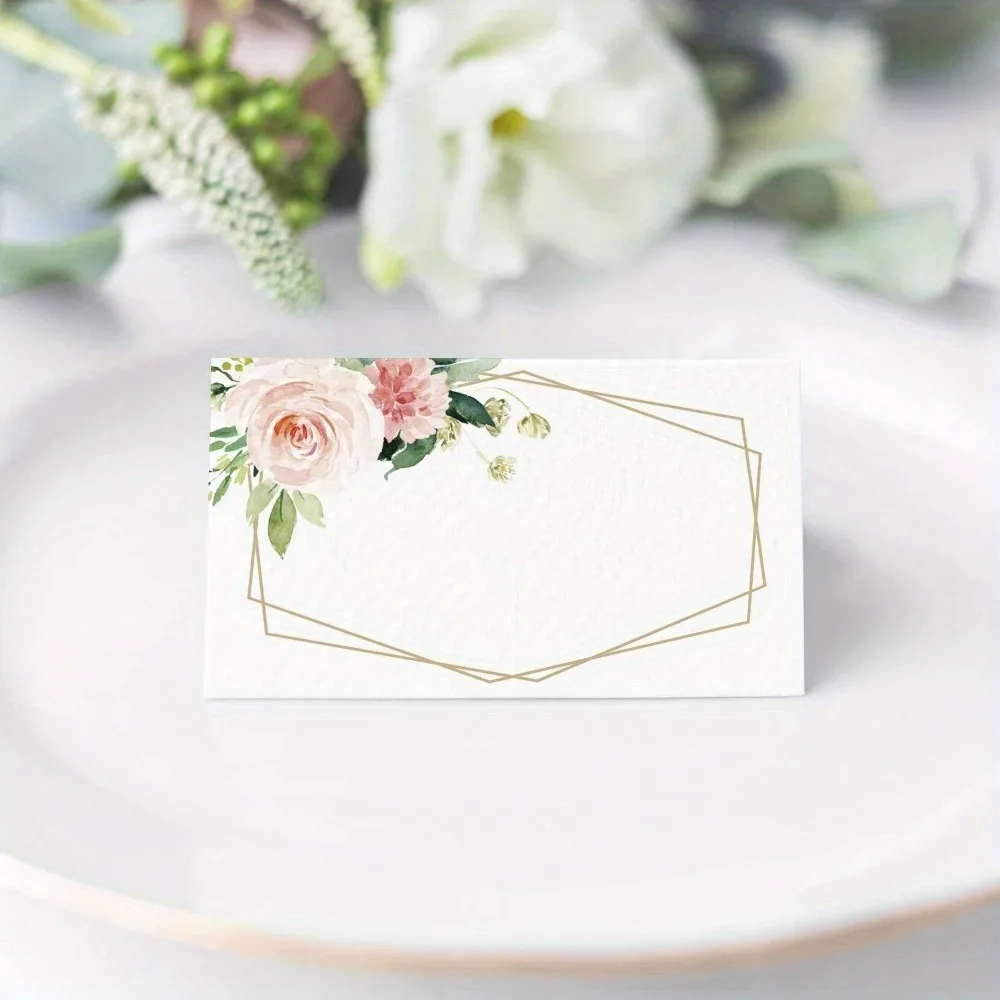20/50/100pcs Printed Flowers Wedding Seating Number Table Card Name Place Cards Christmas Birthday Party Greeting Card for place cards