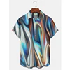 Men's Designer Hawaii Shirts Short Sleeve Fashion Streetwear Abstract Line 3d Print Harajuku Female Clothing Blouse 1