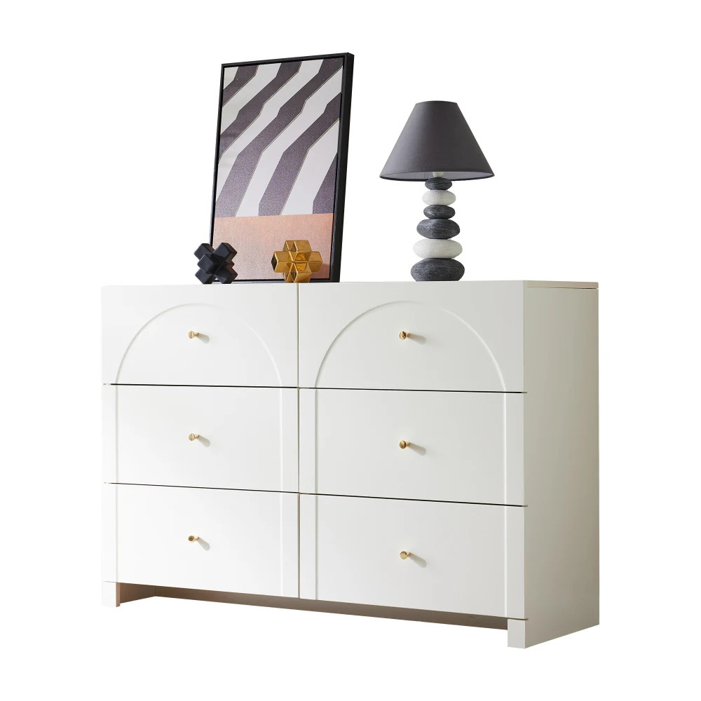 PINGGO Moderne Kommode mit 6 Schubladen, weiße Tür, für Wohnzimmer, Schlafzimmer, 82 x 120 x 40 cm – Detail 9