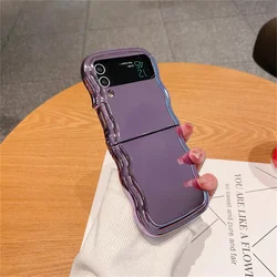 Laser Electroplated Wave Border Slim Shockproof Phone Case with Lens Cover for Samsung Zflip6 (Purple)