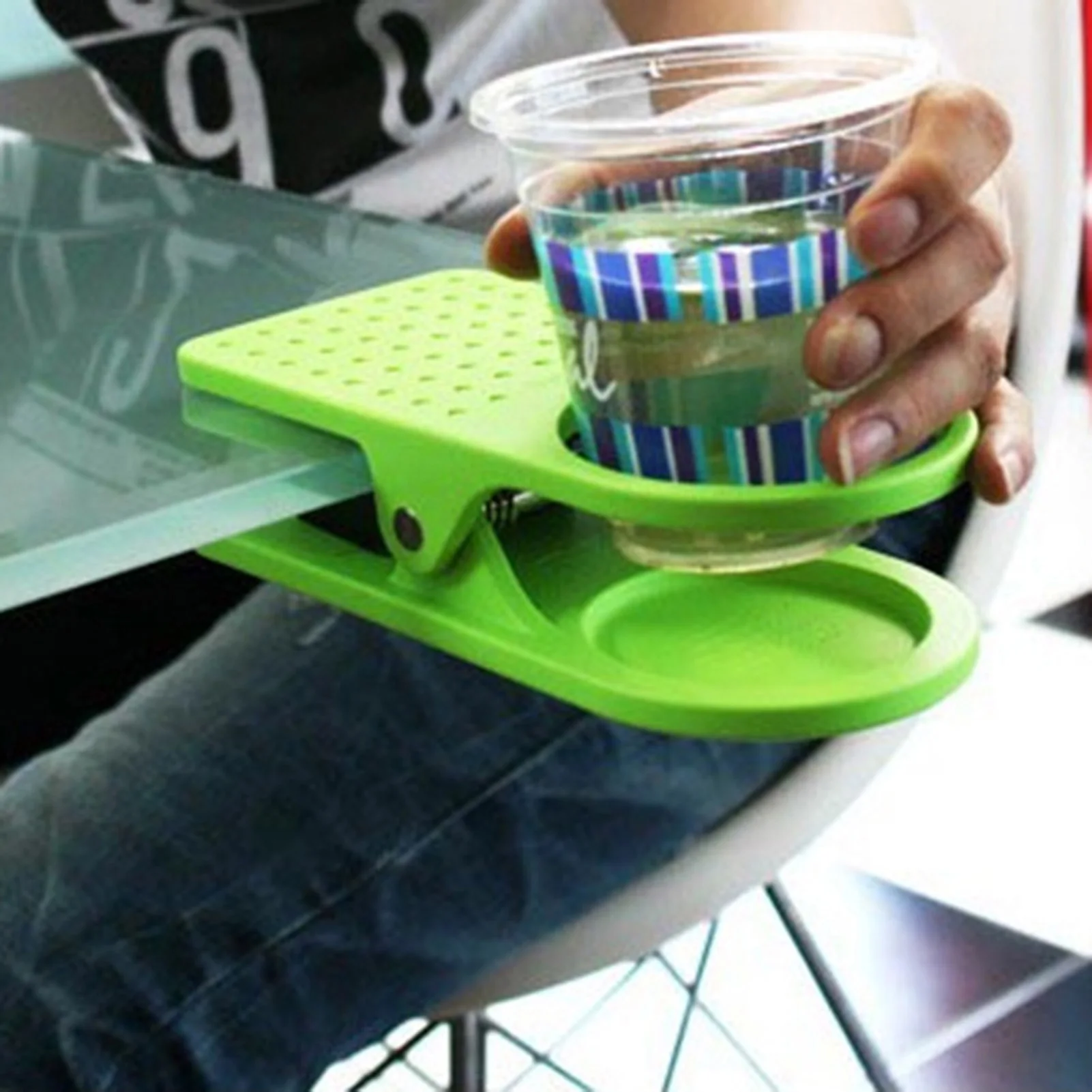 Beverage Cup Holder Binder Clip With Cup Holder Desk Side Drink Computer Desk Fixed Storage Clip