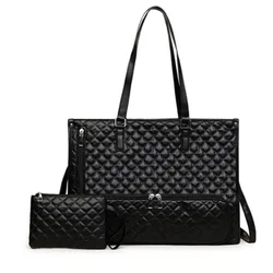 Multifunctional Waterproof 2 - in - 1 Laptop Tote Bag with Shoulder Strap (Black)