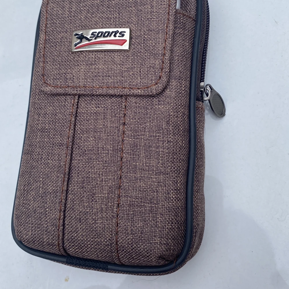 Men Canvas Belt Bag Double-Layer Running Waist Bag Zipper Fitness Belt Pack Waist Packs for Sports Travel Shopping