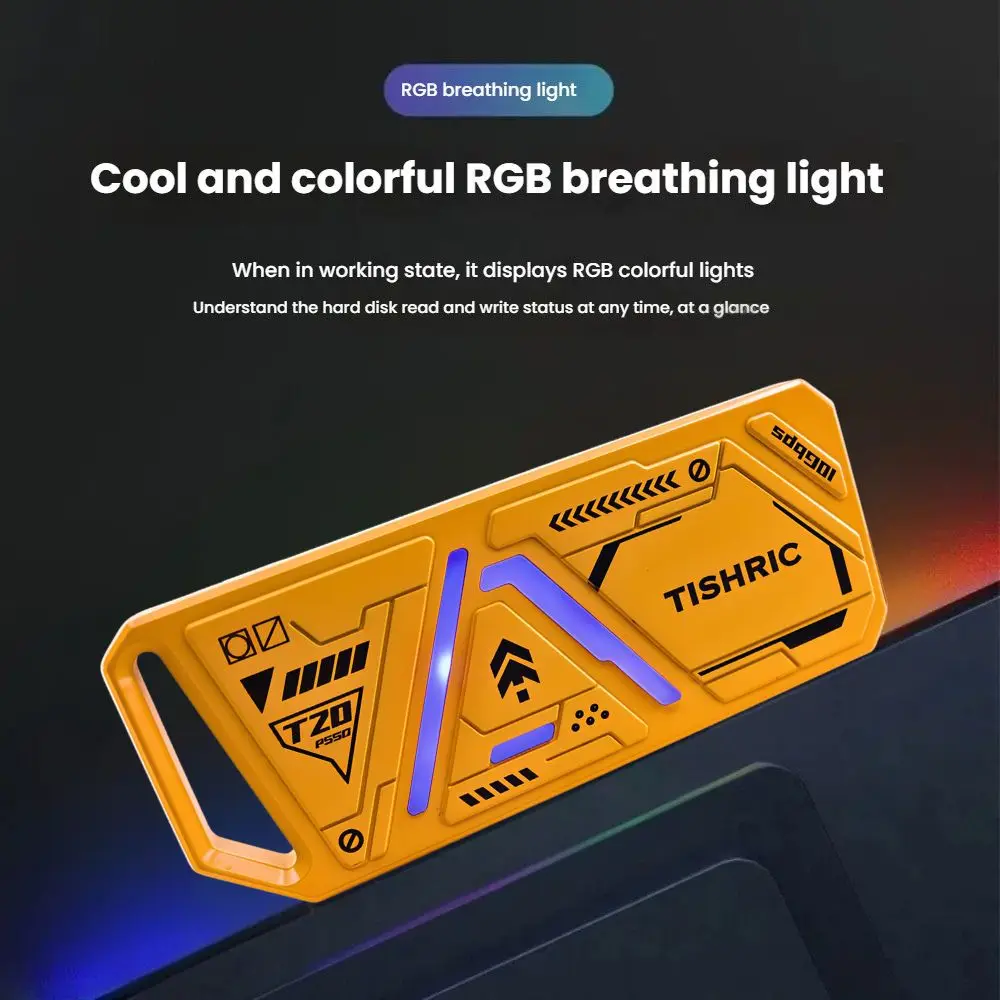 TISHRIC T20 10Gbps SSD NVME M2 Hard Drive Enclosure RGB CNC USB 3.0 To Type C Hdd Box For M.2 2230 2242 2260 2280 Hard Disk Case external hard drive case,ssd enclosure,hard drive enclosure