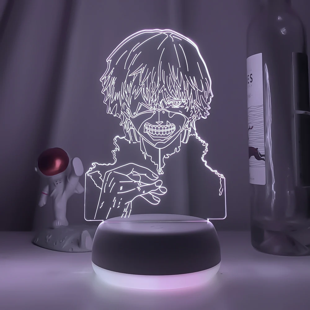 star night light Newest Tokyo Ghoul Ken Kaneki 3d Lamp for Bedroom Decor Nightlight Cool Birthday Gift Acrylic Led Night Light Anime Tokyo Ghoul led night light