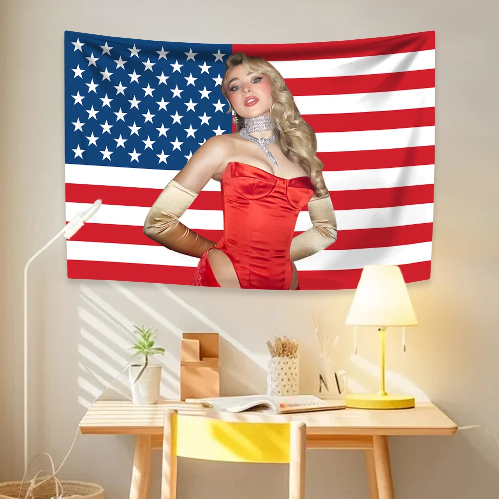 American Pop Singer Sabrinas Tapestry Home Decor Wall Hanging Bedroom Dormitory Background Cloth Concert Banner tapestry decorations