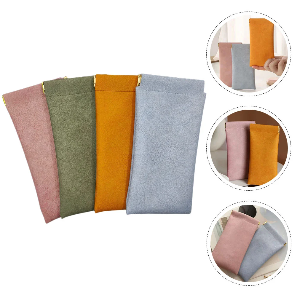 

4 Pcs Glasses Storage Bag Soft Eyeglass Case Sunglasses Pouch Automatic Travel