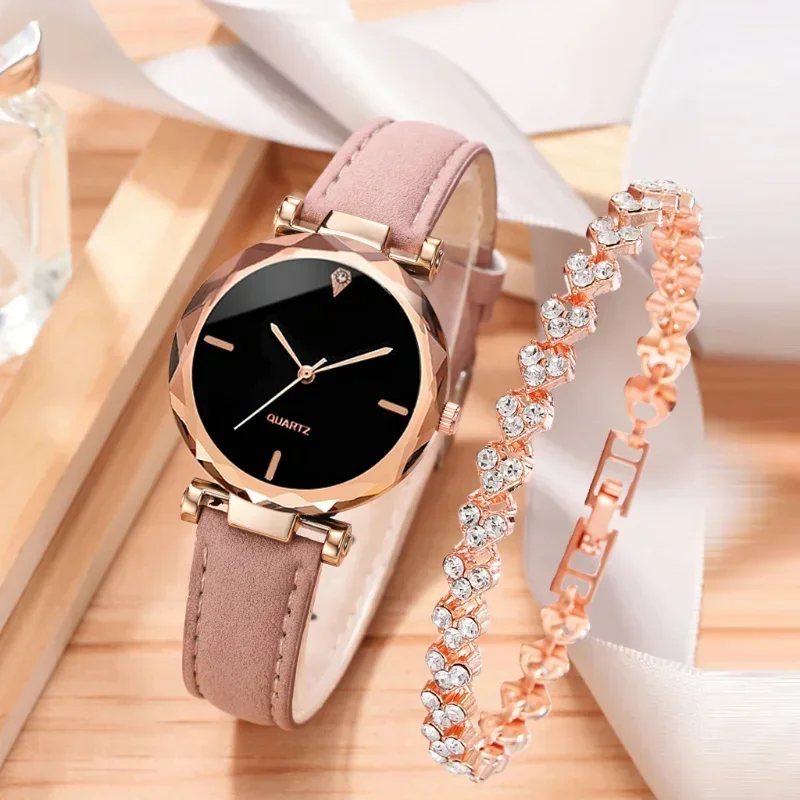 2PCS Set Luxury Watch Women Bracelet Rhinestone Fashion Wristwatch Female Casual Ladies Watches Bracelet Set Clock - Image 4