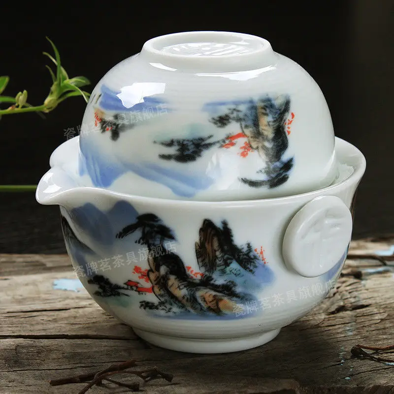 [GRANDNESS] Tea Set Include 1 Pot 1 Cup, High Quality Elegant Gaiwan,Beautiful and Easy Teapot Kettle Tea Pot