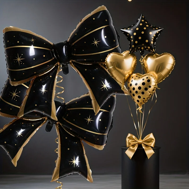 2 Stück schwarze und goldene Fliege-Ballons, perfekt für Hochzeitsdekorationen, Neujahr, Abschlussfeiern, Geburtstage und Vatertag