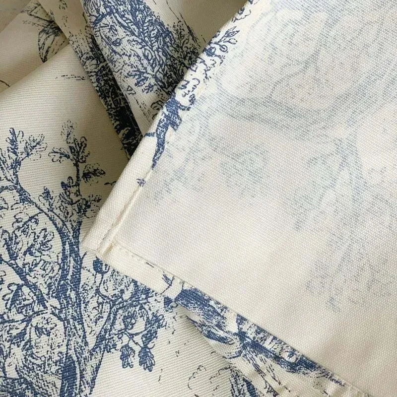 Blue Printed Tablecloth Classic French Village Rustic Table Cover Rectangle Oblong Tabletop for Kitchen & Dining Room Home Decor 6