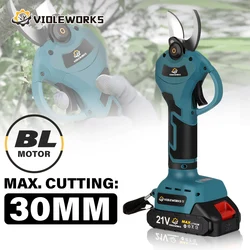 1300W 30mm Brushless Electric Pruner Shear Cordless Rechargeable Fruit Tree Bonsai Pruning Branches Tool For Makita 18V Battery