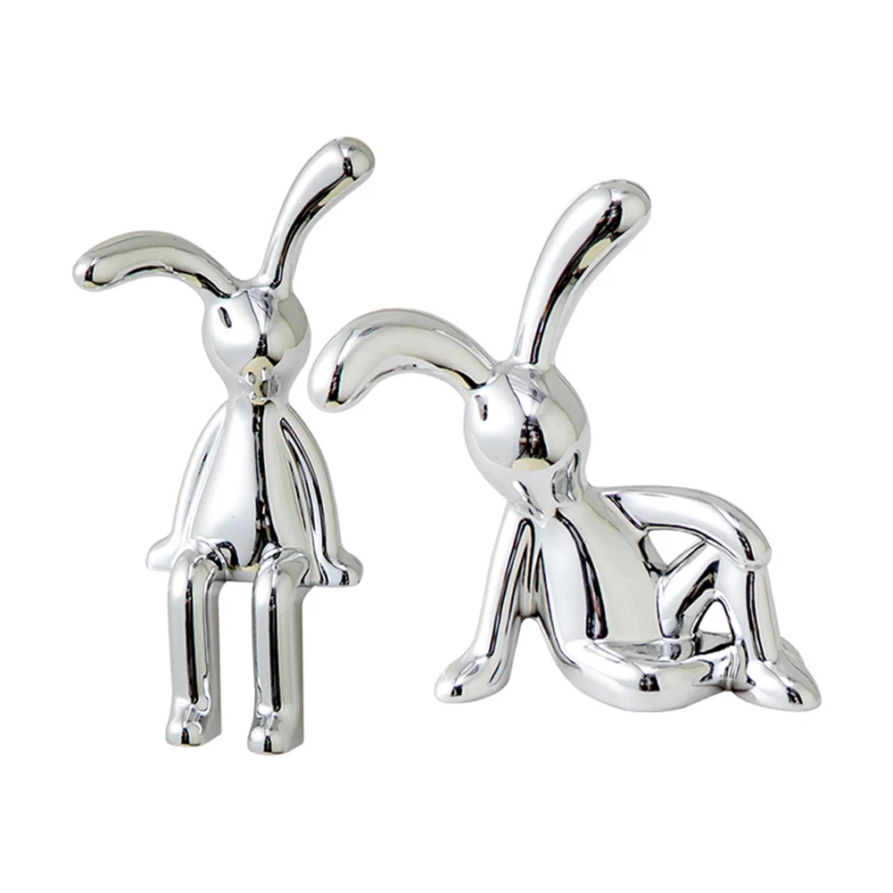 

2Pcs Car Rabbit Ornament Cartoon Animal Center Console Interior Decor Desk Center Console Automotive Interior Home Decoration