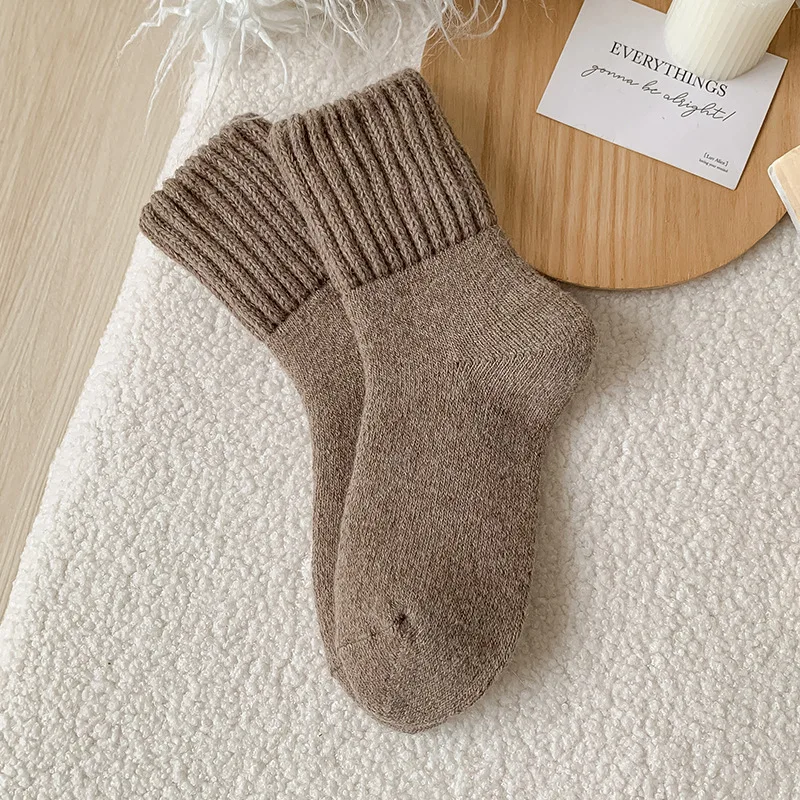 Winter Thickened Wool Socks Women Soft Plush Low Tube Pregnant Snow Socks Warm Cashmere Floor Carpet Socks