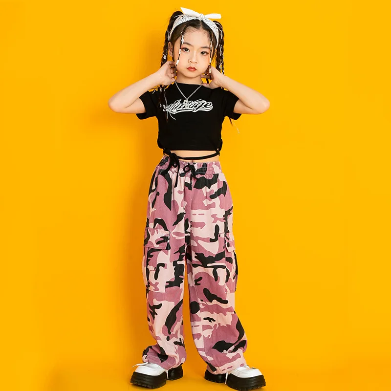 Children 'S Day Jazz Dance Costumes Girls Summer Crop Tops Camouflage Pants Outfit Hip Hop Dance Costumes Stage Performance Wear