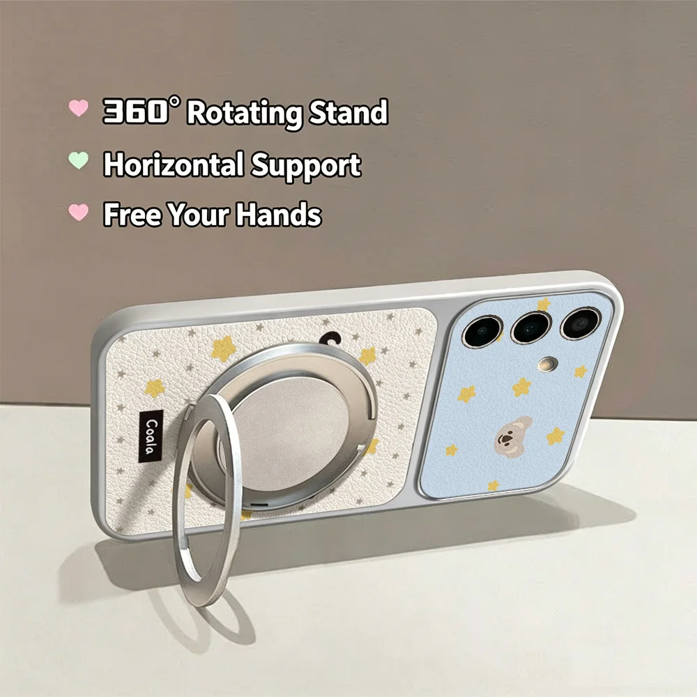 Kawaii Star Koala Phone Case in Blue and White with Built-in Bracket
