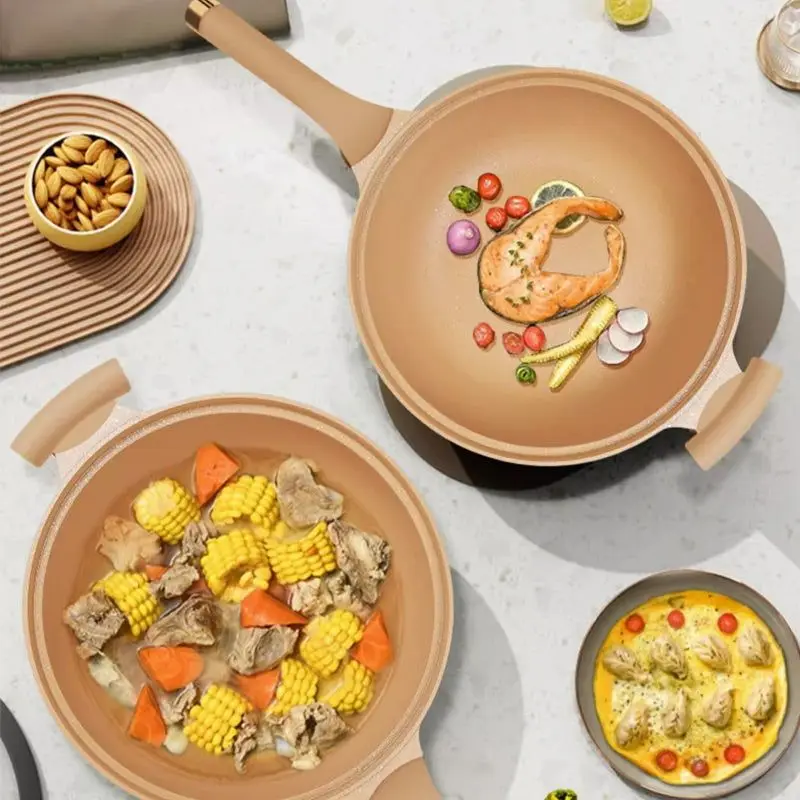 Non-Stick Clay Wok With Steamer Basket Clay Wok Micro-pressure Wok