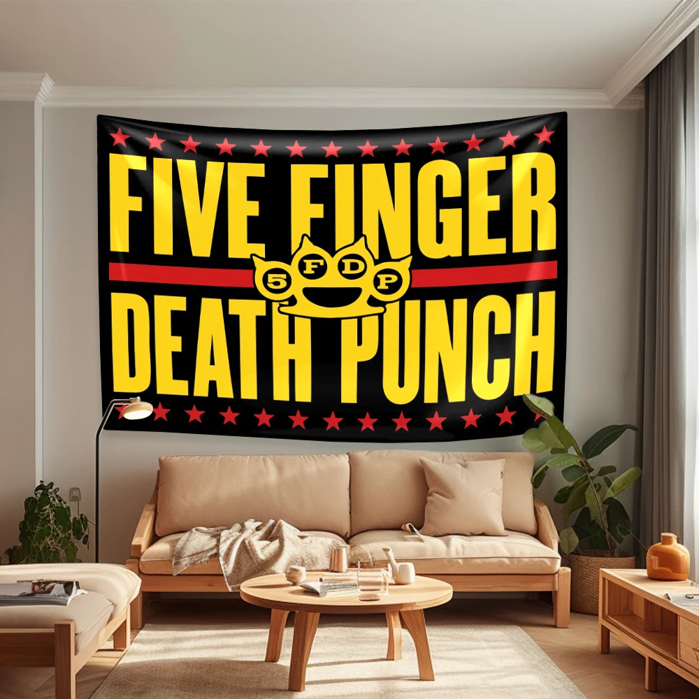 Metal Rock Band F-Five Fingers Tapestry Death Punchs Home Decor Aesthetics Wall Hanging Dormitory Party Backdrop Birthday Gifts party decorations,tapestry decorations