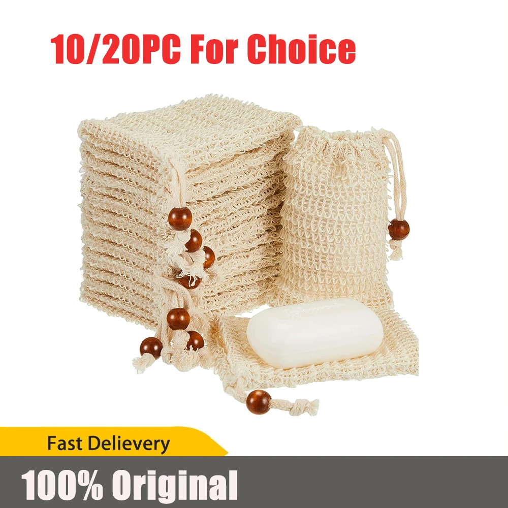

New 10/20PC Natural Exfoliating Mesh Soap Bag Storage Bags with Drawstring Bubble Foam Pocket for Shower Soap Reusable Bath Bags