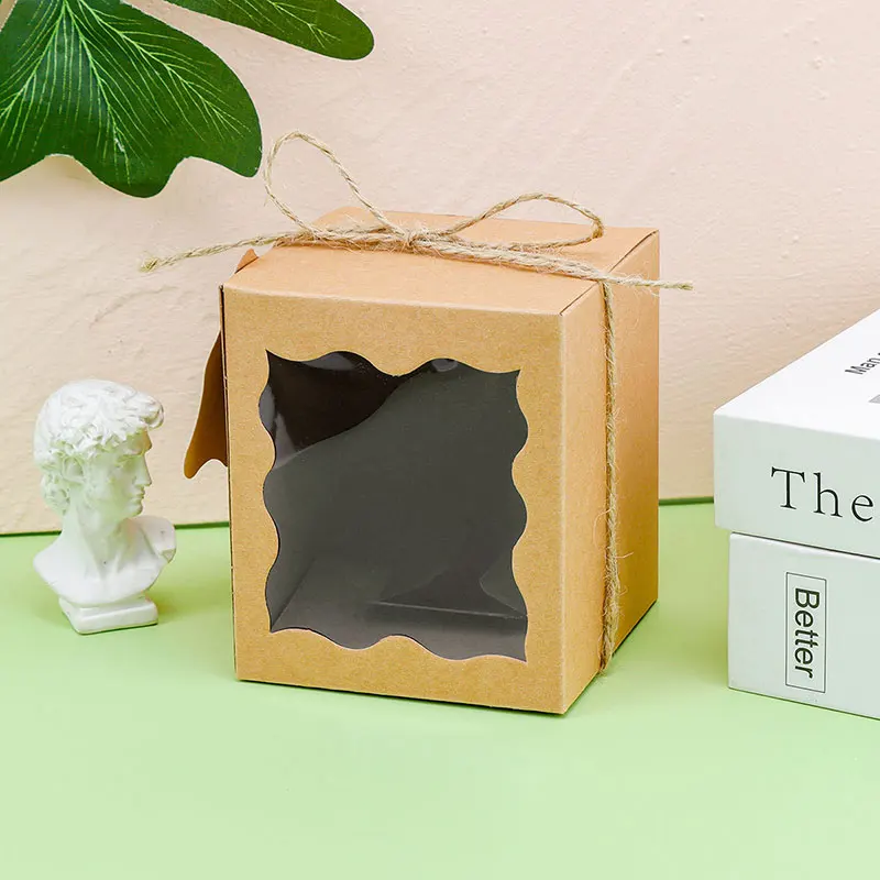 10/30/50pcs kraft paper candle gift boxes with clear window – includes tags & twine for wedding favors, birthday party packaging, ideal for candles, treats, and small gifts