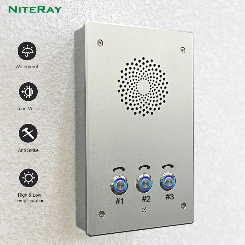 Waterproof Audio Door Intercom SIP Smart Caller Multi Three Buttons Gate Phone for Entrance Buiding