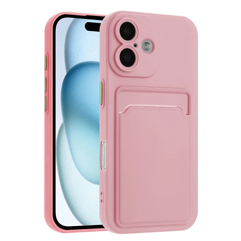 Shockproof Soft Silicone Phone Case with Card Holder and Back Pocket Cover