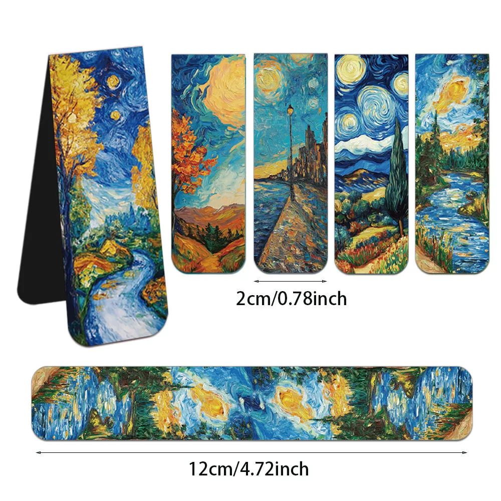5PCS World Famous Paintings by Van Gogh Magnetic Bookmark Book Marking Page Clip DIY Student Stationery Creative Gifts magnetic bookmark bookmarks stationery supplies