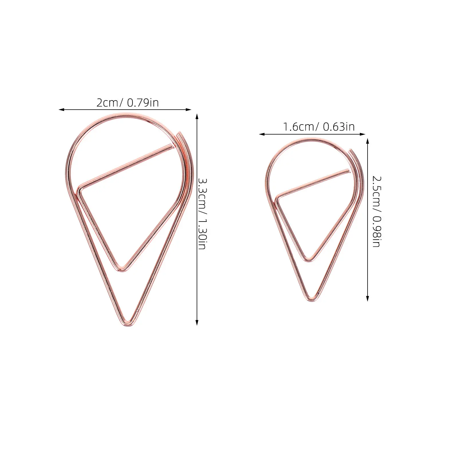 100Pcs 눈물 모양의 종이 클립 문서 정리를위한 금속 드롭 모양의 클립 사무실 학교 결혼식 초대장 장식