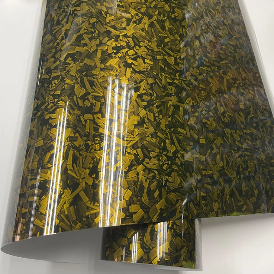 60Cm * 152Cm Lucido Forgiato Oro Fibra Di Carbonio Vinile Avvolgimento Car Wrap Decal Foil Autoadesivo Peel And Stick Film