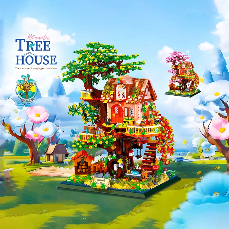 3196PCS Sakura Tree House Building Blocks Cherry Blossom