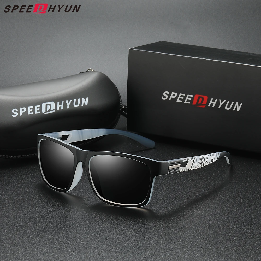 SPEEDHYUN 남성용 편광 선글라스, 여성용 UV400 렌즈, 패션 안경, 얼룩말 스트라이프 TR90, 운전 스포츠, 새로운 브랜드 디자인