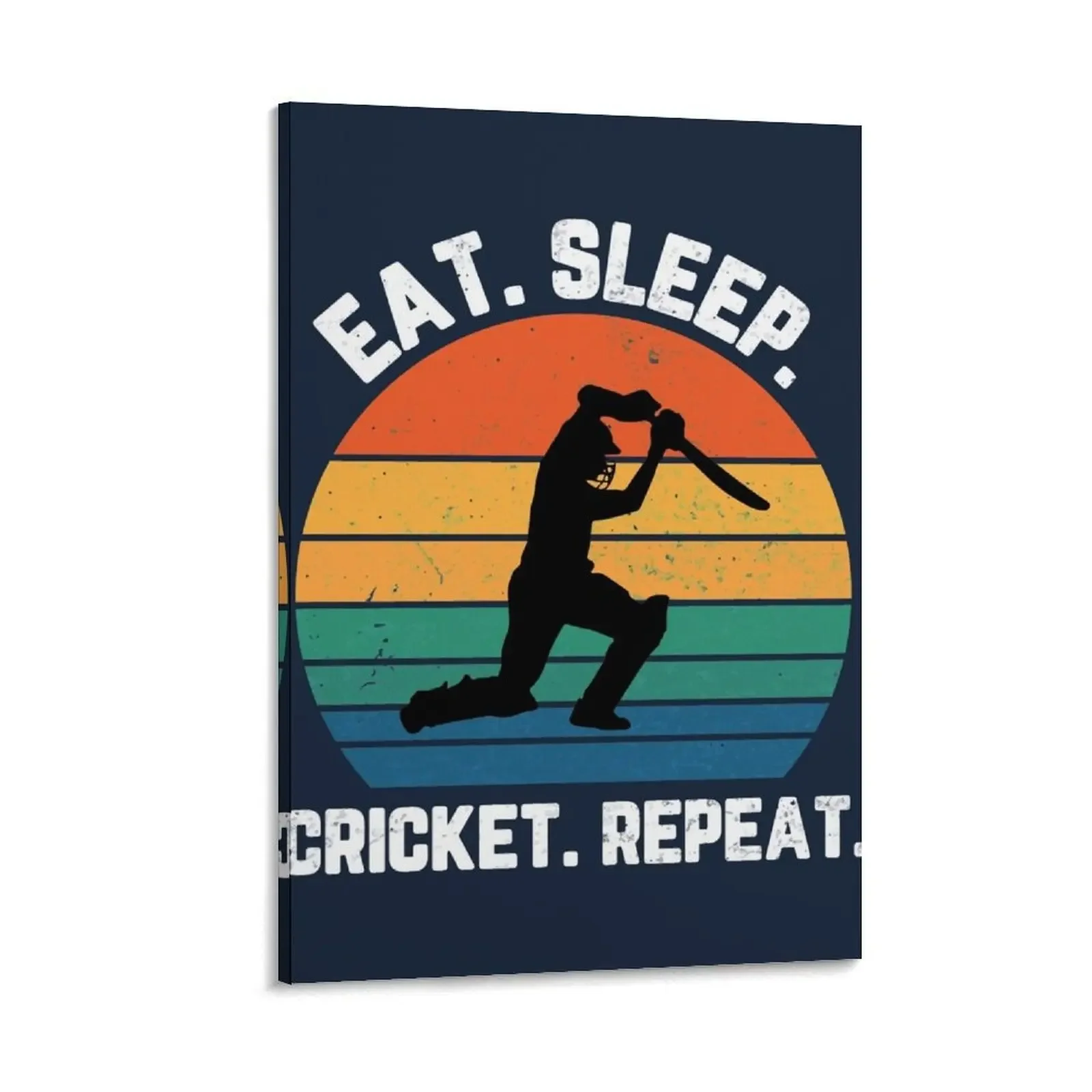 

Eat Sleep Cricket Repeat Sunset White Text Canvas Painting art
