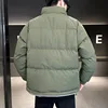 Thick Men's Parkas Jackets Plaid Cotton Jacket Casual Loose Oversized Warm Coats Stand Collar Solid Color Streetwear Winter 5