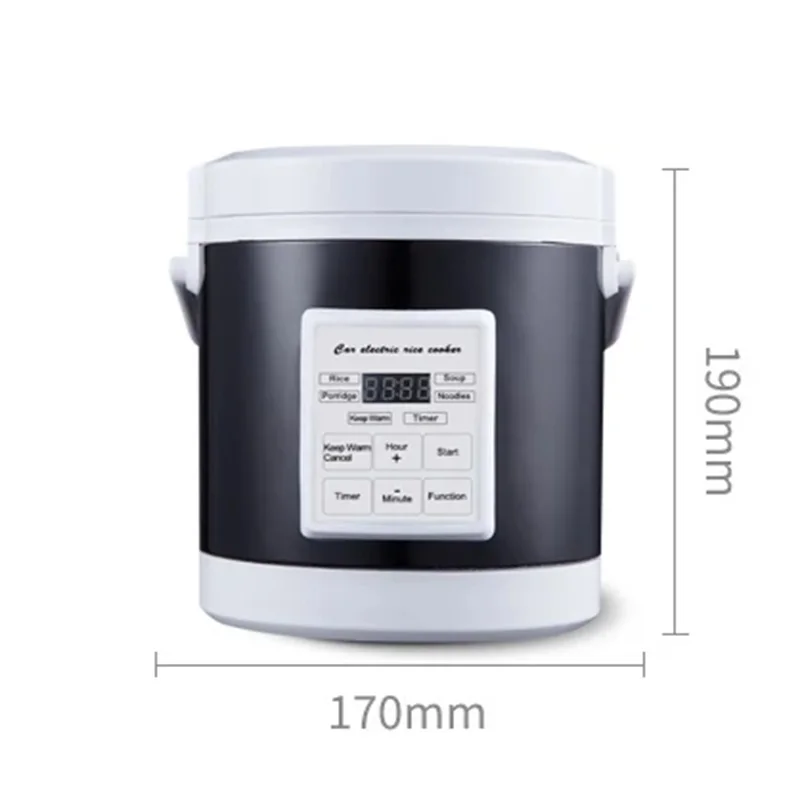 Small rice cooker smart outdoor cooker 12-24V insulation timed rice 1.6 liter car-mounted electric for trucks