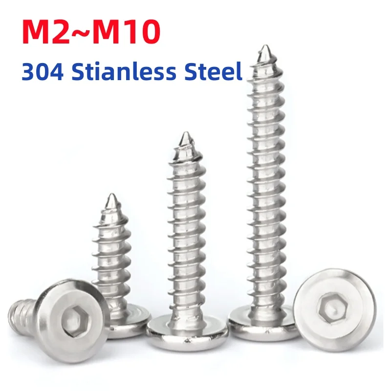 Vis à Tête Fraisée 6 Pans Creux DIN7991 - Acier Inox 304, Filetage M1.6 à M3, Lot Selon Taille