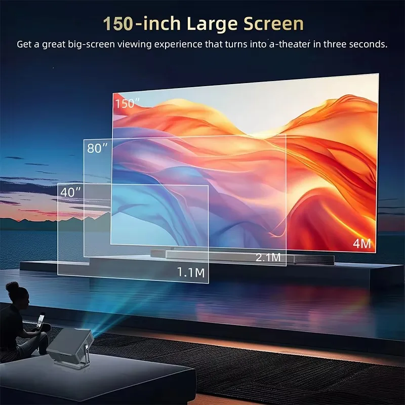 Yinzam T7 Protable 1080p LCD 프로젝터 300ansi 230 ° 무료 프로젝션 안드로이드 13 4K 스마트 비디오 프로젝터 풀 오토 HD 프로젝터 4K